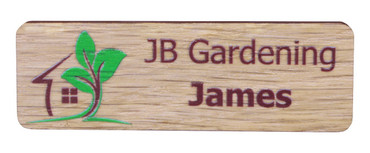 Badges personnalisés en Bois Imprimé - Badge personnalisé en bois véritable avec logo et texte imprimés | www.namebadgesinternational.fr
